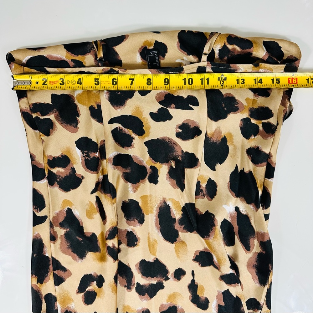 FOREVER 21 ANIMAL PRINT dress PARTY DRESS slip dress flouncy tan black dress S - Picture 6 of 9